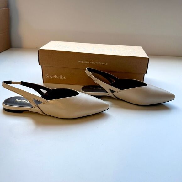 NWT Seychelles “good girl” leather sling back flat in ivory size 6 - Picture 8 of 11
